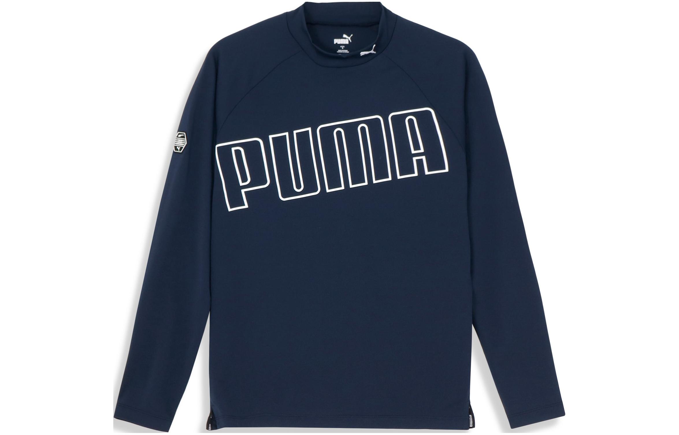 Puma Letter Print Half-Turtleneck Pullover Sweatshirt Navy Blue 624917-02