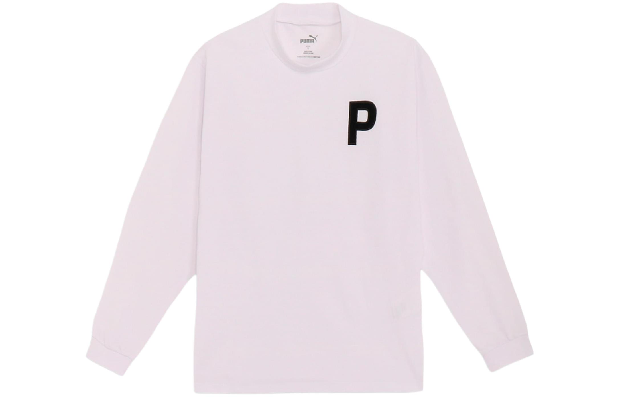 Puma Letter Print Half-Turtleneck Pullover Sweatshirt White/Pink 624881-04