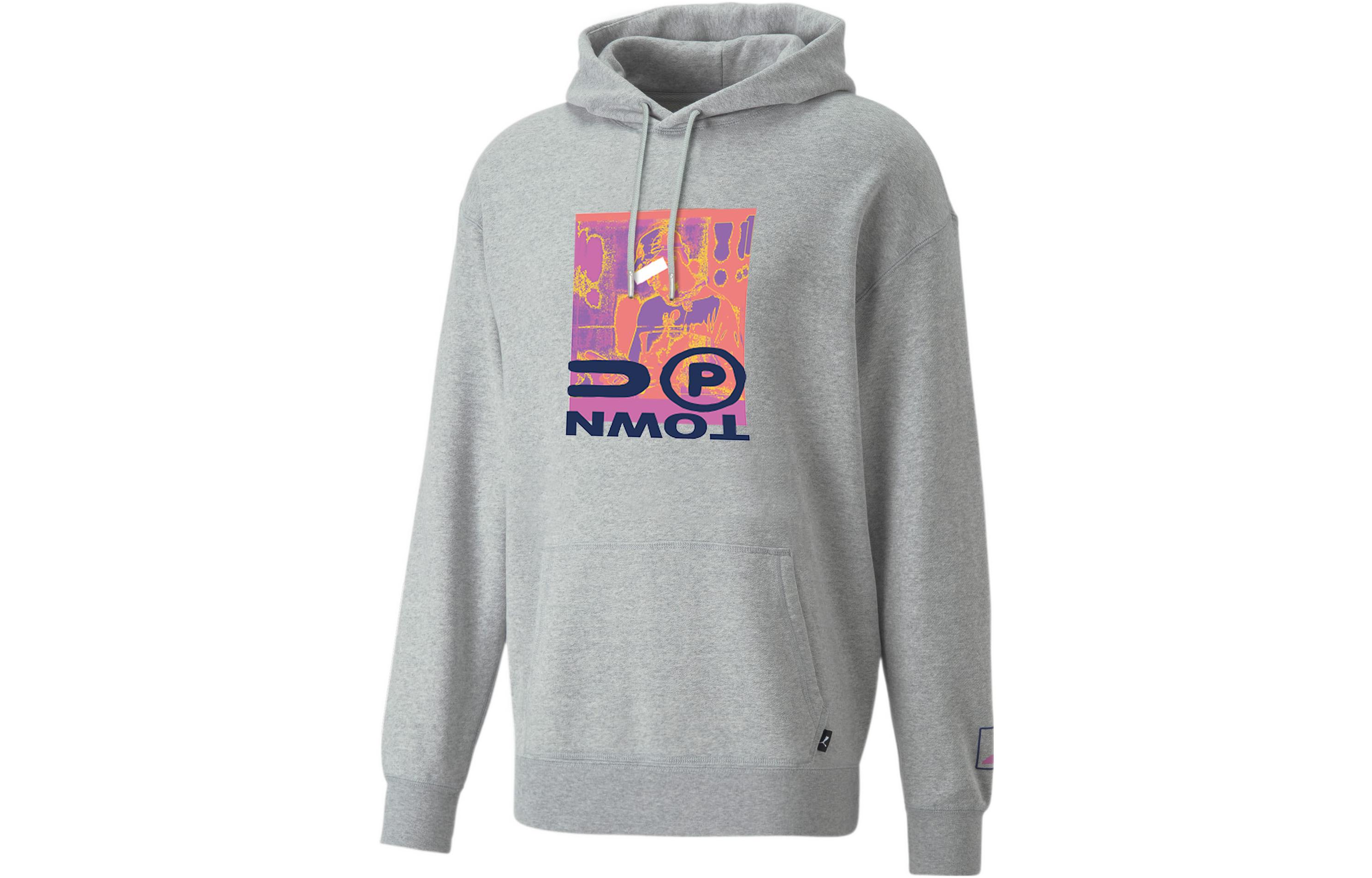 Puma Letter Print Hoodie Unisex Gray 536753-04