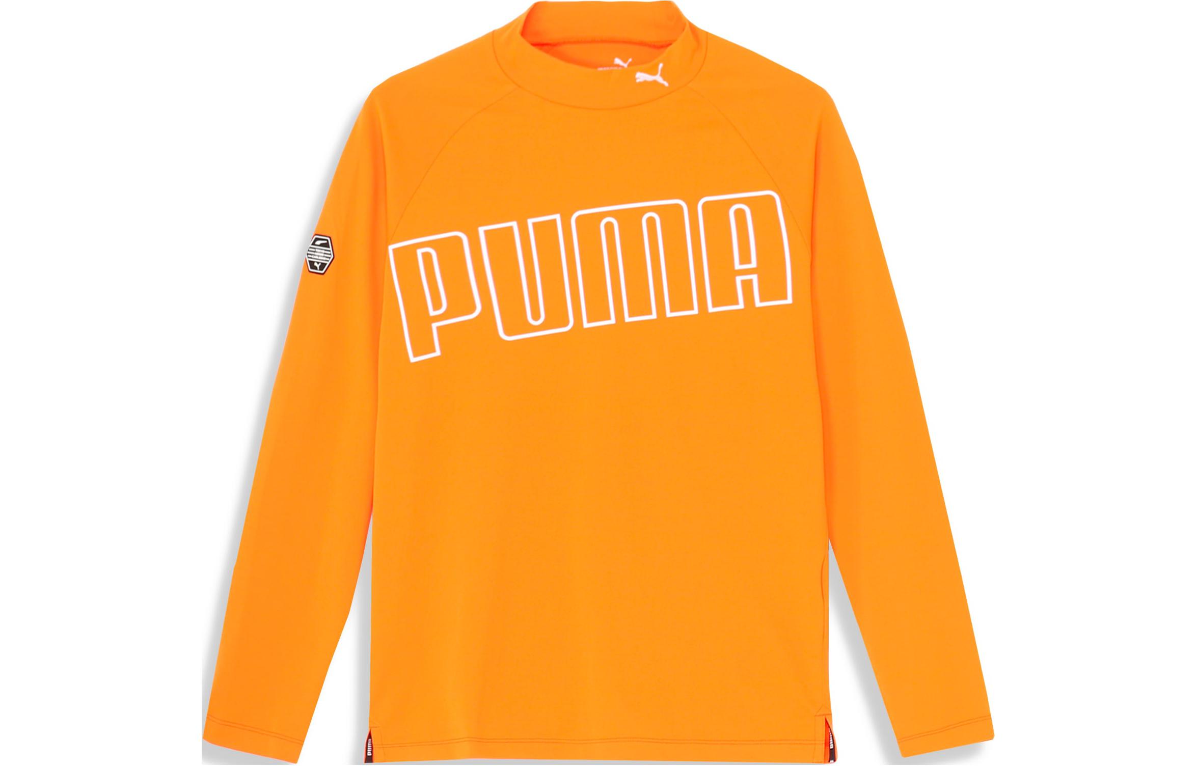 Puma Letter Print Mock Neck Pullover Sweatshirt Bright Orange 624917-03
