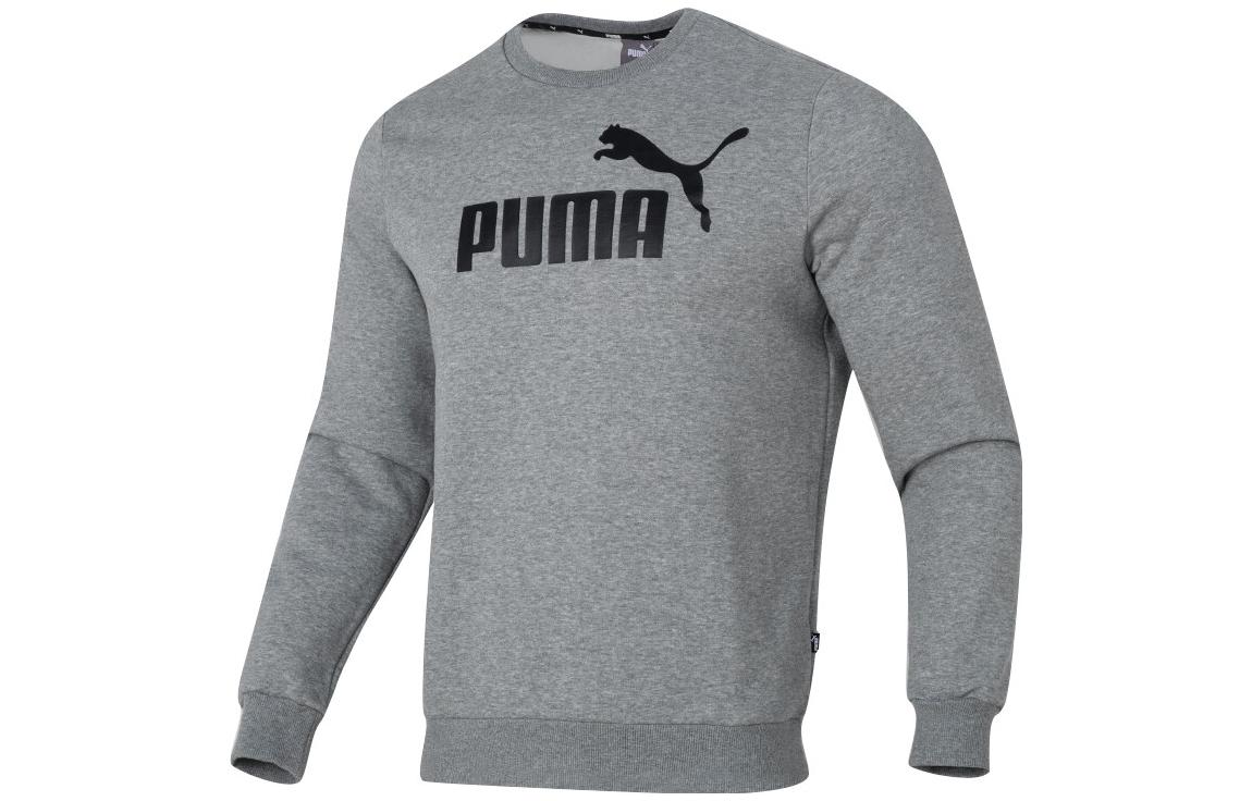 Puma Letter Print Pullover Sweatshirt Light Grey Unisex Warm Training Wear 682722-03