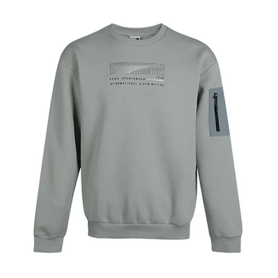 Puma Lifestyle Fleece Crewneck Knit Pullover Sweatshirt Gray-Green 530291-49