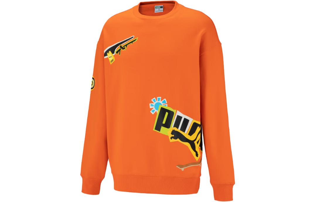 Puma Lifestyle Letter Print Casual Sweatshirt in Orange 539968-23