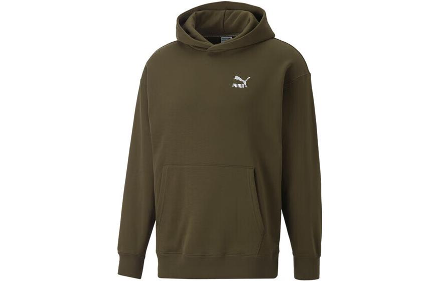 Puma Lifestyle Solid Color Knit Pullover Hoodie Deep Green 537720-62