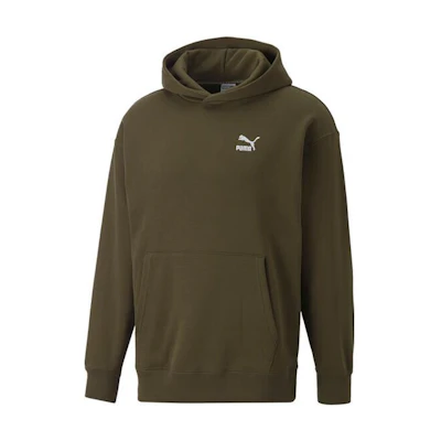 Puma Lifestyle Solid Color Knit Pullover Hoodie Deep Green 537720-62