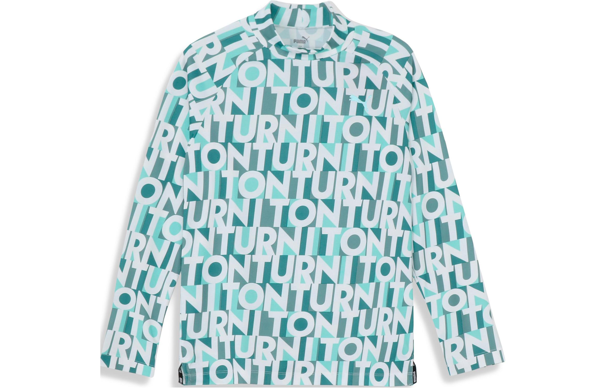 Puma Light Blue-Green Print Half-Turtleneck Pullover Sweatshirt 624920-03