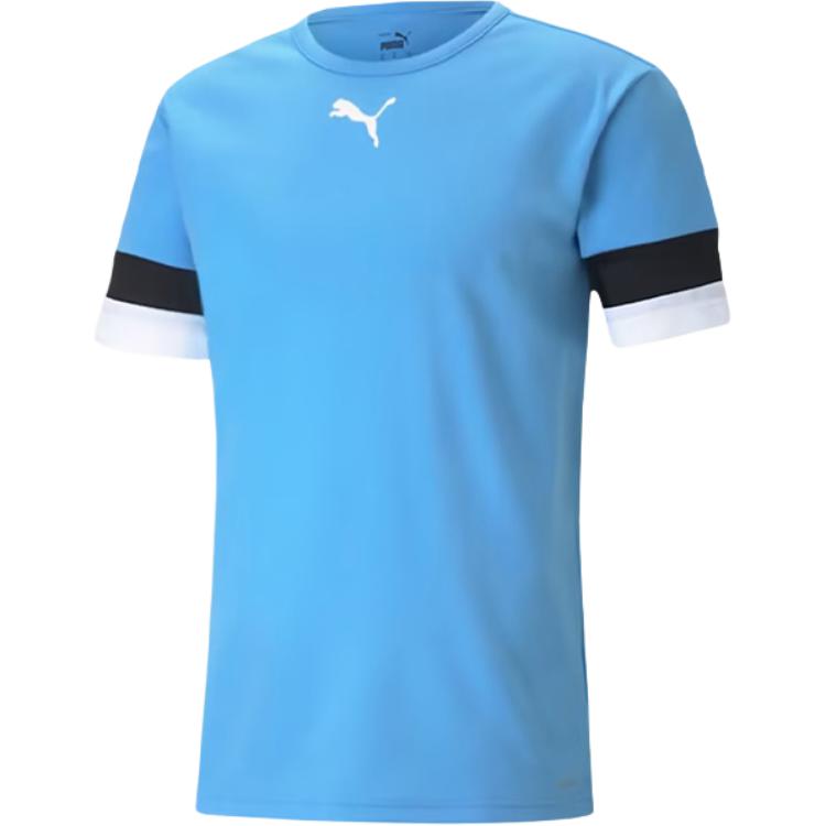 Puma Light Blue Black Breathable Football Jersey with Logo Print. 704932-18
