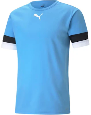 Puma Light Blue Black Breathable Football Jersey with Logo Print. 704932-18 Buy Puma Light Blue Black Breathable Football Jersey with Logo Print. 704932-18