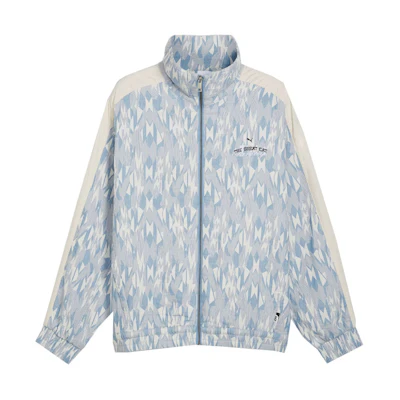 Puma Light Blue Retro Full-Print Track Jacket Long Sleeve Casual Outerwear 625947-20
