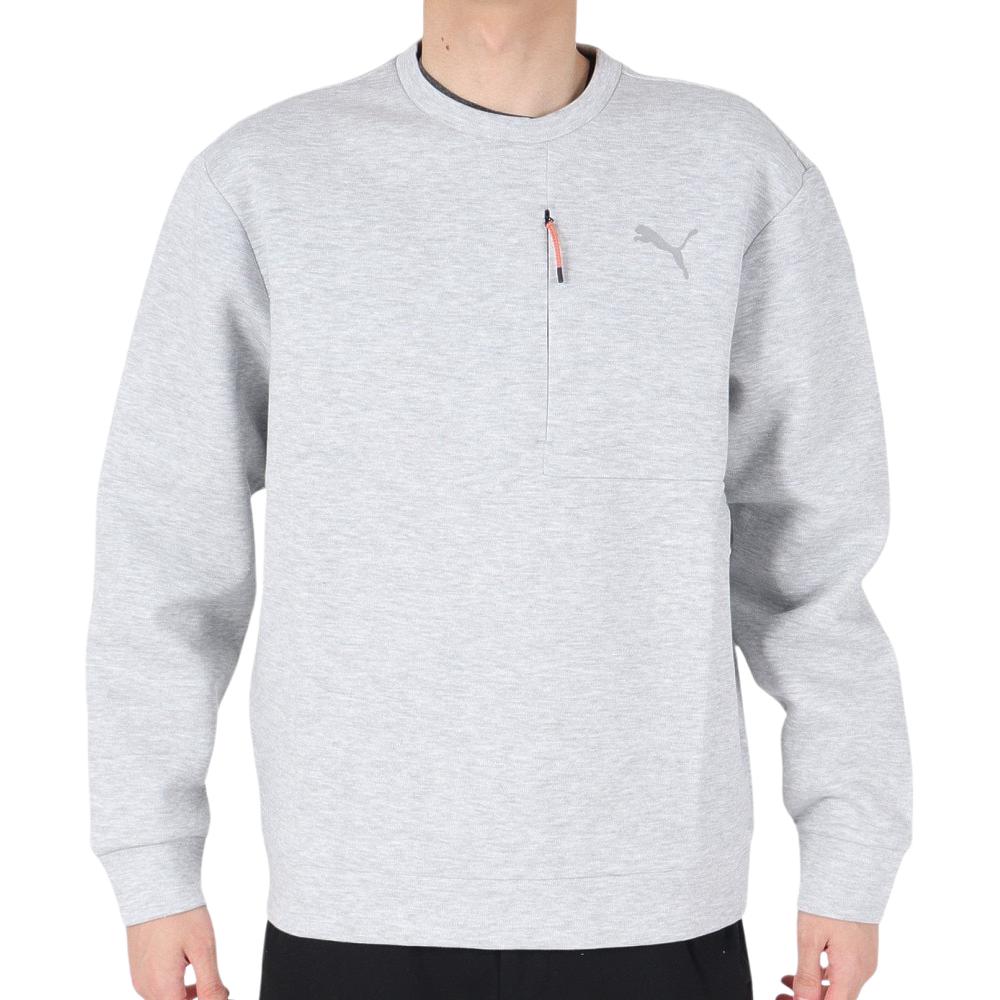 Puma Light Gray Solid Long-Sleeve Crewneck Sweatshirt 679538-54