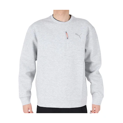 Puma Light Gray Solid Long-Sleeve Crewneck Sweatshirt 679538-54