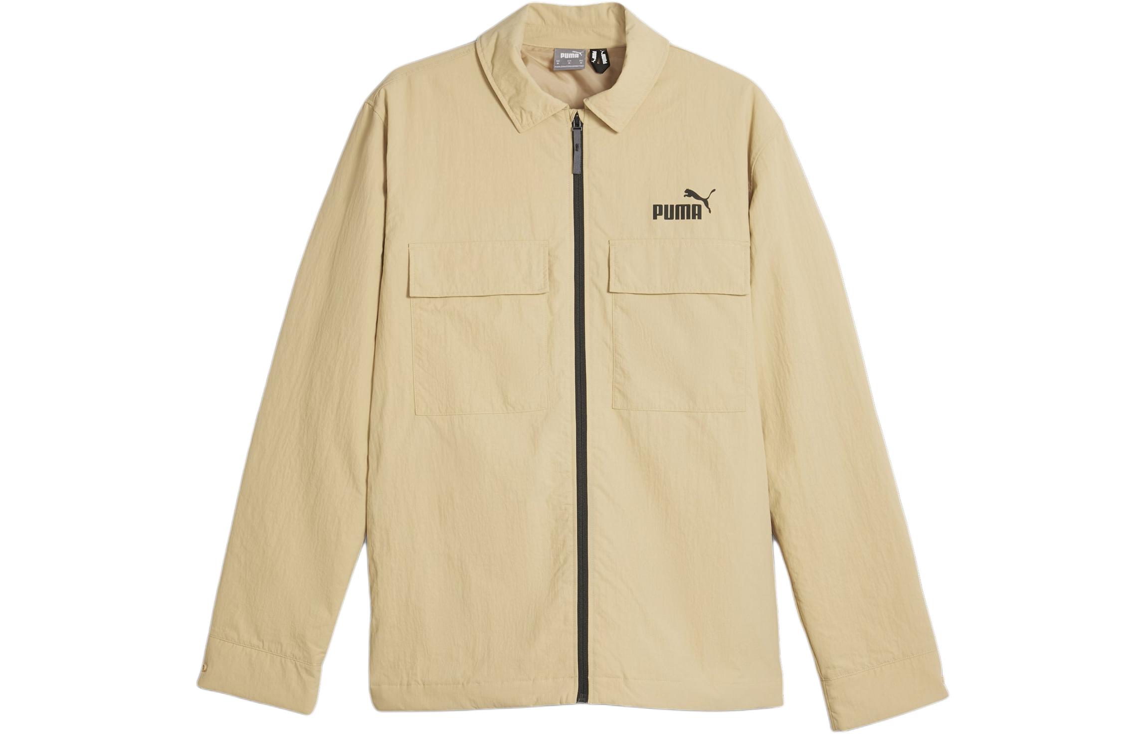Puma Logo Collared Zip Long-Sleeve Outdoor Casual Jacket Unisex Beige 675386-84
