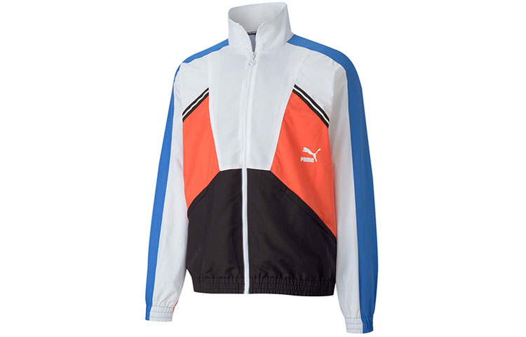 Puma Logo Colorblock Jacket Blue Standing Collar 597368-41
