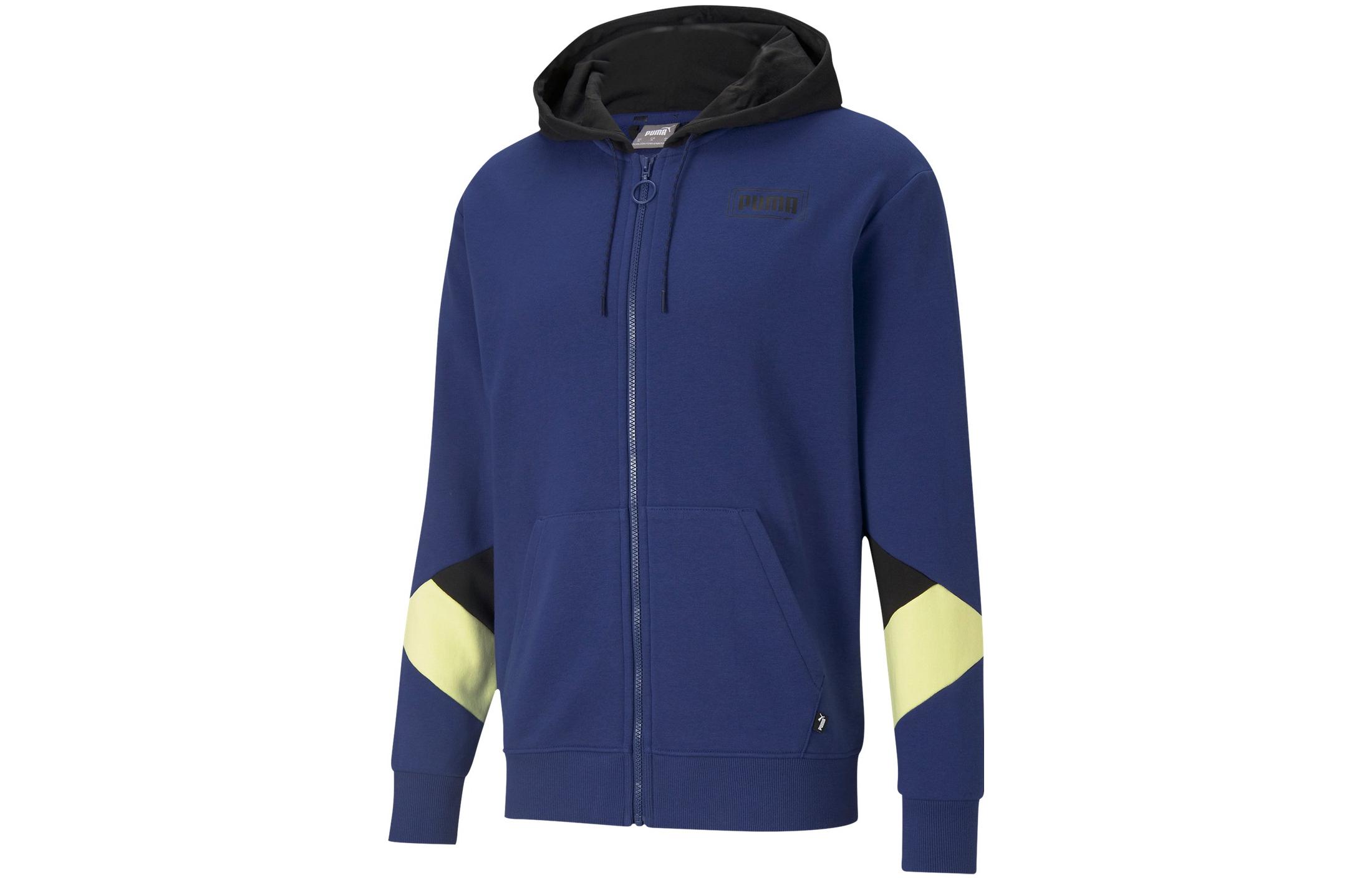 Puma Logo Colorblock Zip Hoodie Jacket - Electro Blue, Breathable Casualwear 588859-12