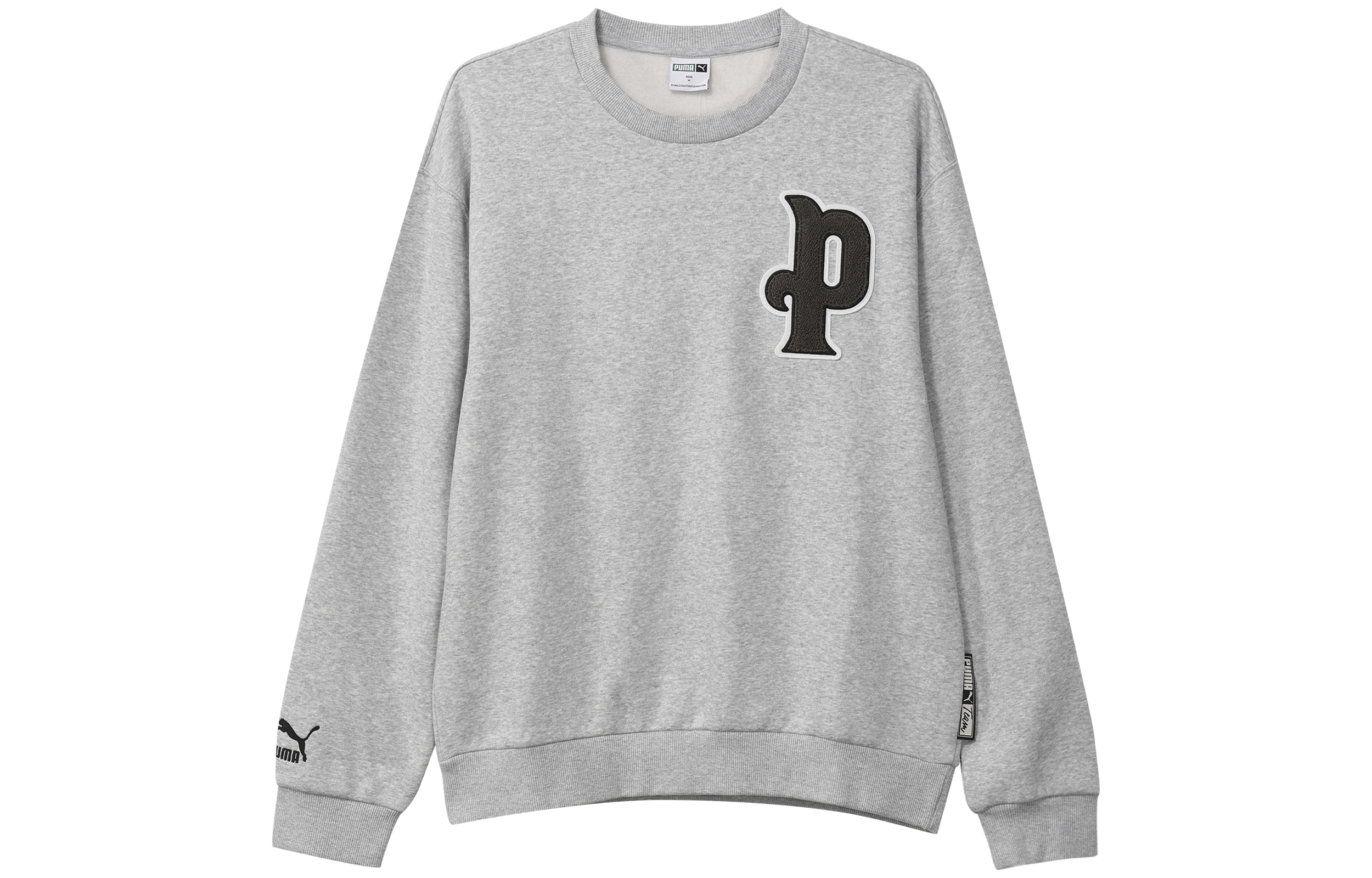 Puma Logo Crewneck Pullover Sweatshirt Gray 534383-04
