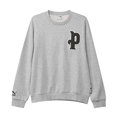Puma Logo Crewneck Pullover Sweatshirt Gray 534383-04