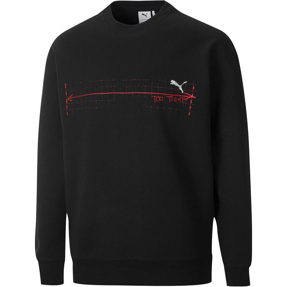 Puma Logo Crewneck Pullover Sweatshirt Unisex Black Long Sleeve 530358-01