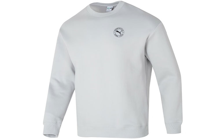 Puma Logo Crewneck Sweatshirt Light Grey Unisex Running & Training Apparel 627878-09