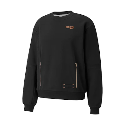 Puma Logo Embroidered Crewneck Sweatshirt with Zipper Pocket Black - Casual 532207-01