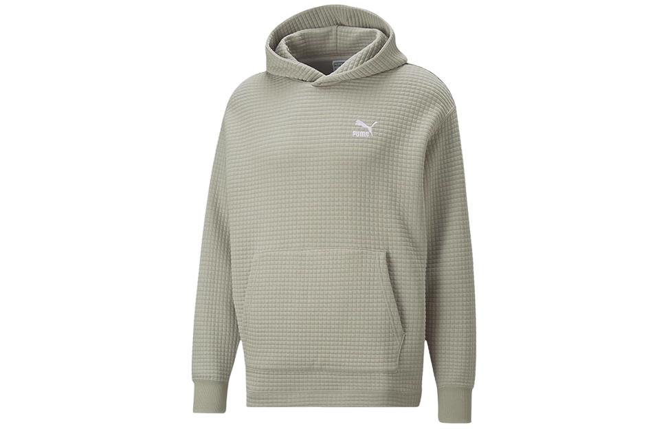 Puma Logo Embroidered Olive Green Hoodie Pullover for Training 537671-68