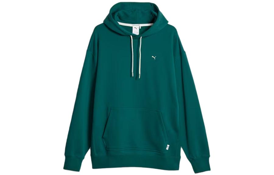 Puma Logo Embroidered Olive Green Hoodie Unisex Long Sleeve Pullover 620819-43