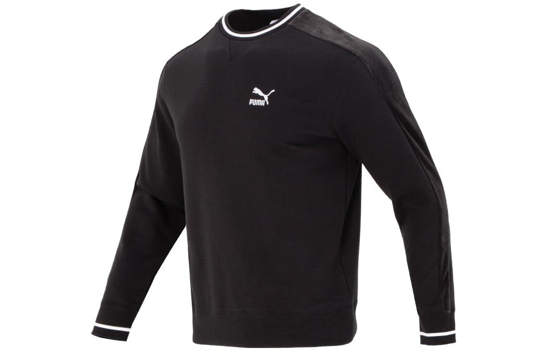 Puma Logo Embroidered Retro Pullover Sweatshirt Black 623379-01