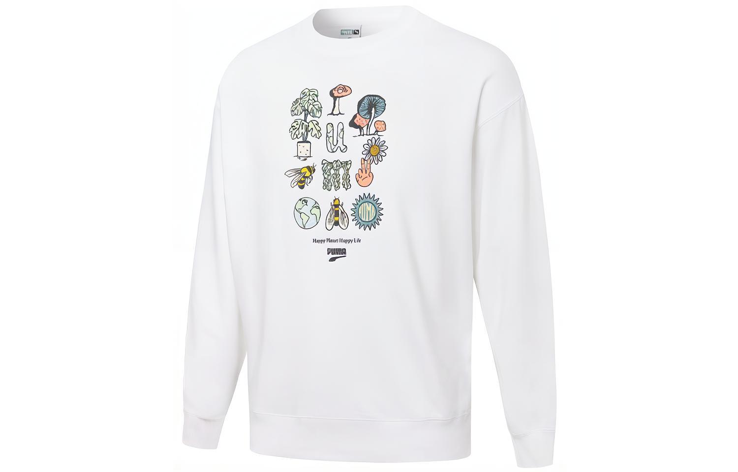 Puma Logo Graphic Crewneck Knit Pullover Sweatshirt - White 533677-02