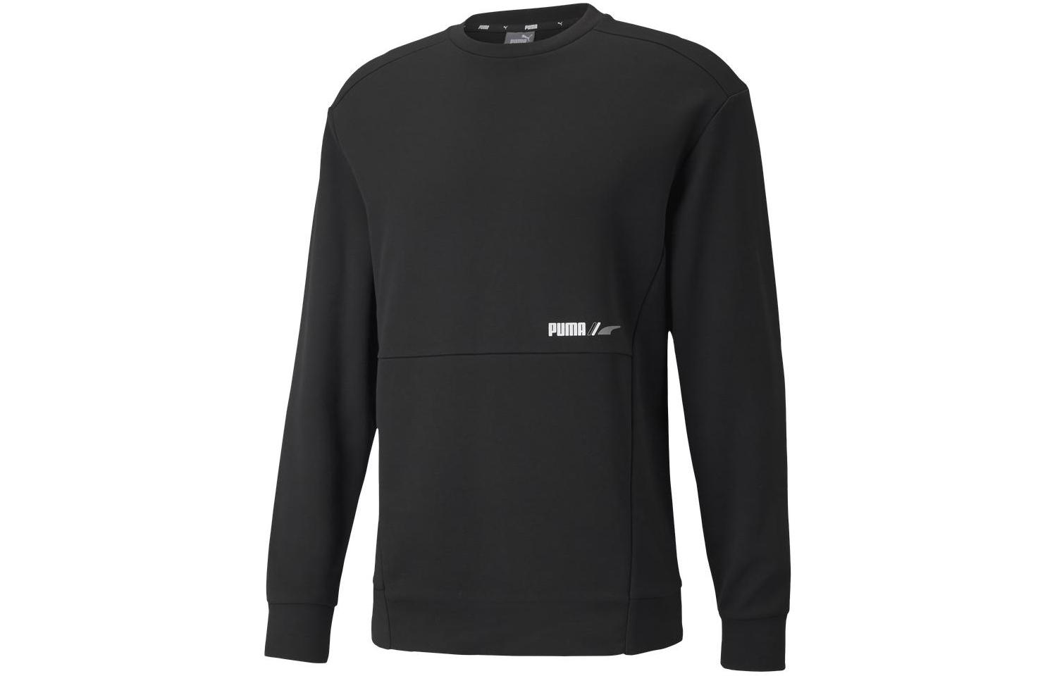 Puma Logo Graphic Crewneck Sweatshirt Black Long Sleeve Casual Wear 589387-01