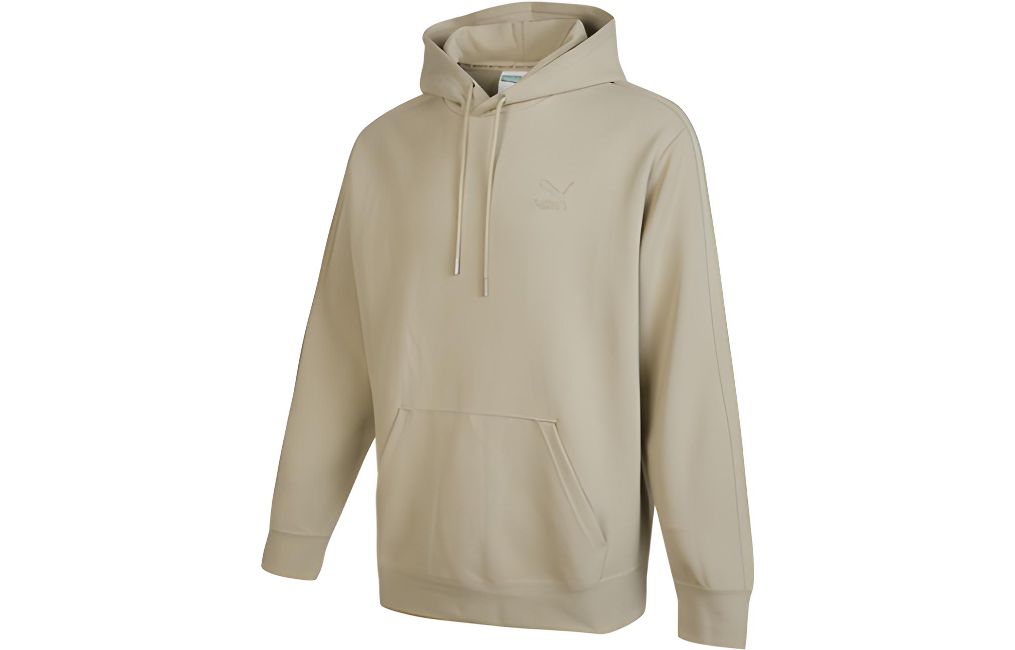Puma Logo Graphic Drawstring Retro Hoodie Men’s Linen Color 537688-68