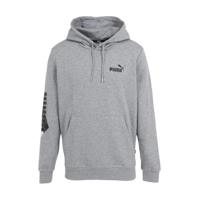 Puma Logo Graphic Hoodie Unisex Pullover Long Sleeve Sweatshirt Gray 672507-03