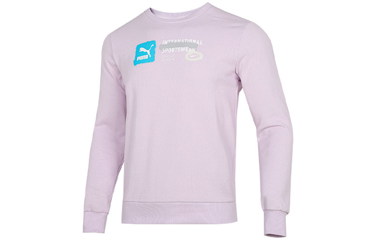 Puma Logo Graphic Print Crewneck Sweatshirt Purple - 536304-17