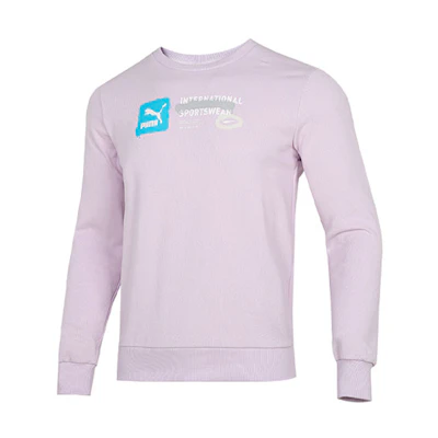 Puma Logo Graphic Print Crewneck Sweatshirt Purple - 536304-17