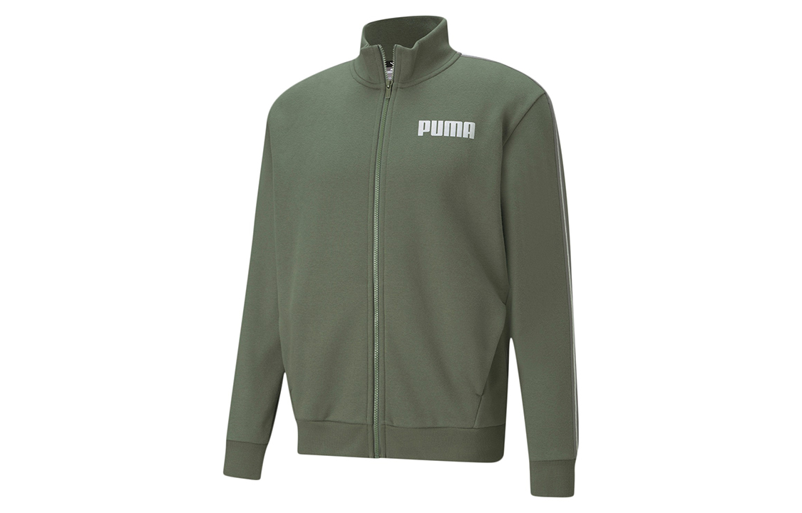 Puma Logo Green Fleece-Lined Knit Sports Jacket 587138-64