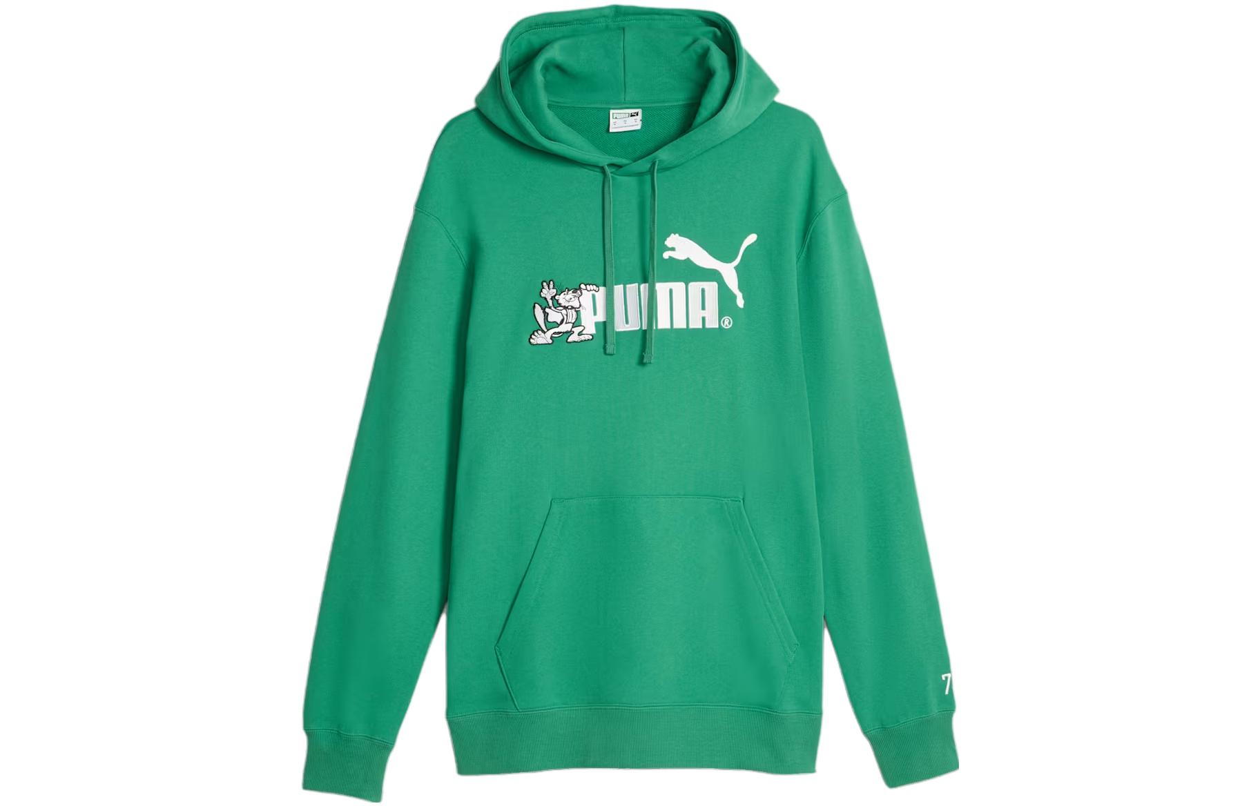 Puma Logo Hoodie Unisex Green Casual Long Sleeve Pullover 621951-86