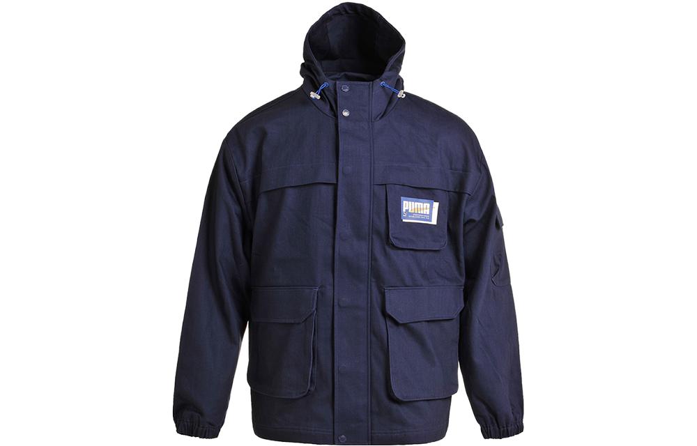 Puma Logo Outdoor Utility Hooded Jacket Blue - Unisex Casual Multi-Pocket Design 538606-06