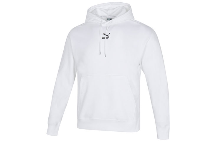 Puma Logo Oversized Pullover Hoodie Men’s White 535305-02