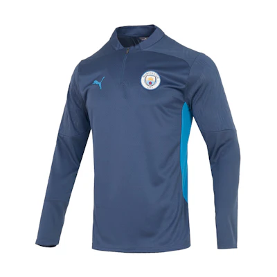 Puma Logo Patch Half-Zip Pullover Colorblock Sweatshirt Blue - 777529-12