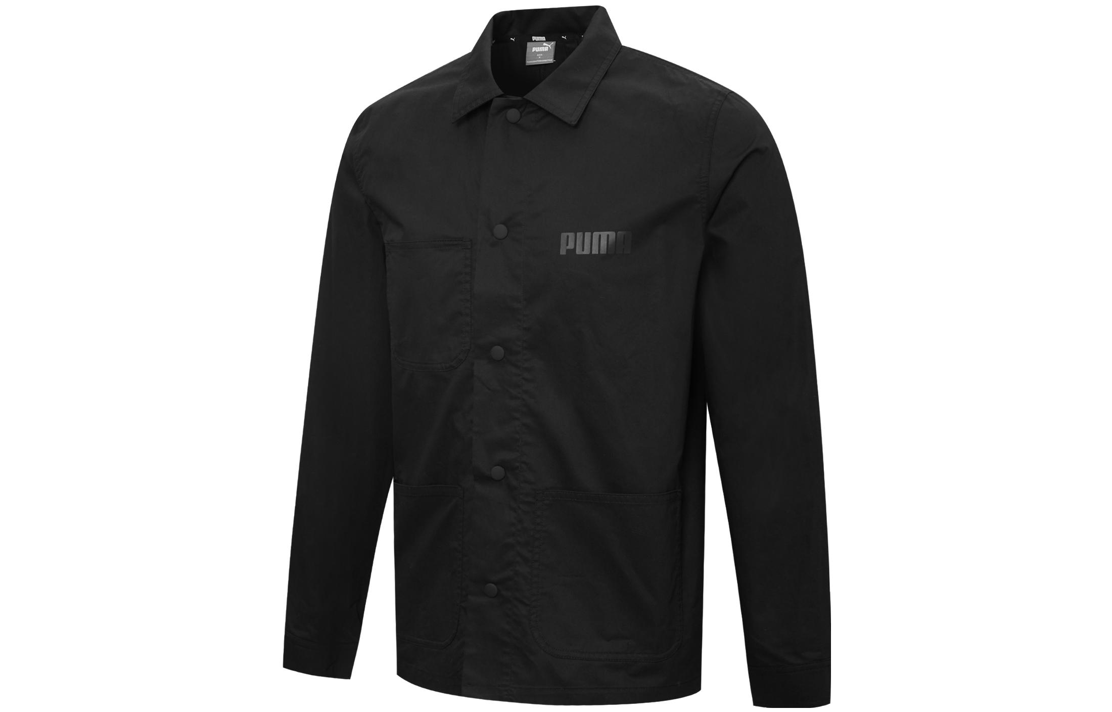 Puma Logo Patch Single-Breasted Polo Shirt Jacket Men’s Black 849312-01