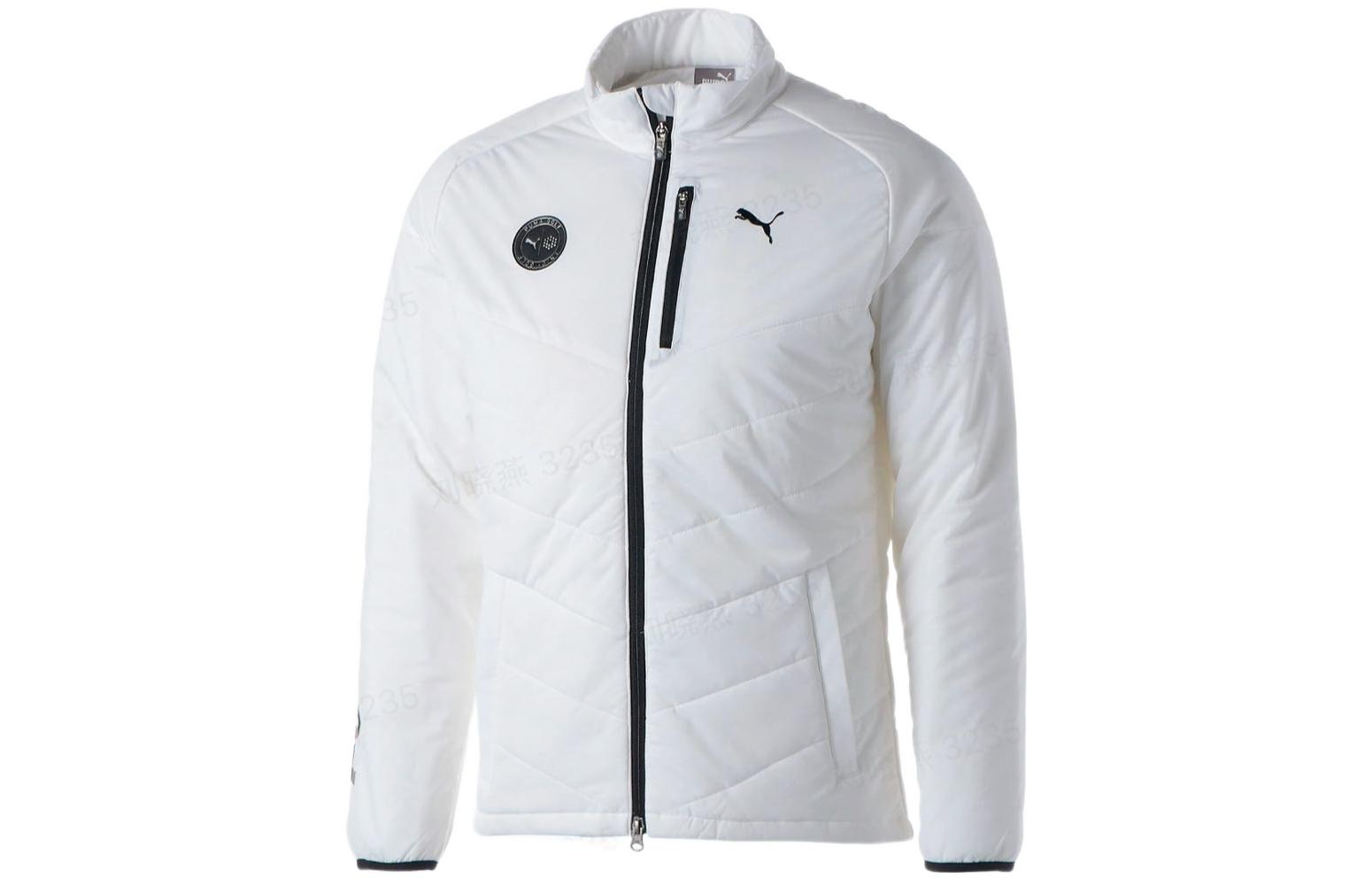 Puma Logo Patch Zip-Up Stand Collar Jacket White 539384-04