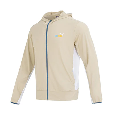 Puma Logo Print Casual Hoodie Jacket Unisex Khaki Color 678006-88