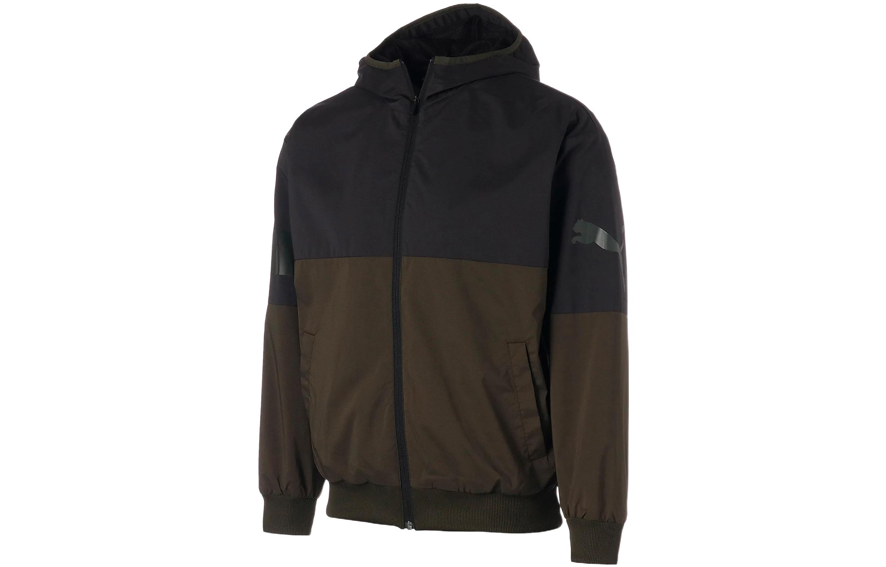 Puma Logo Print Colorblock Long Sleeve Jacket - Army Green 671881-70
