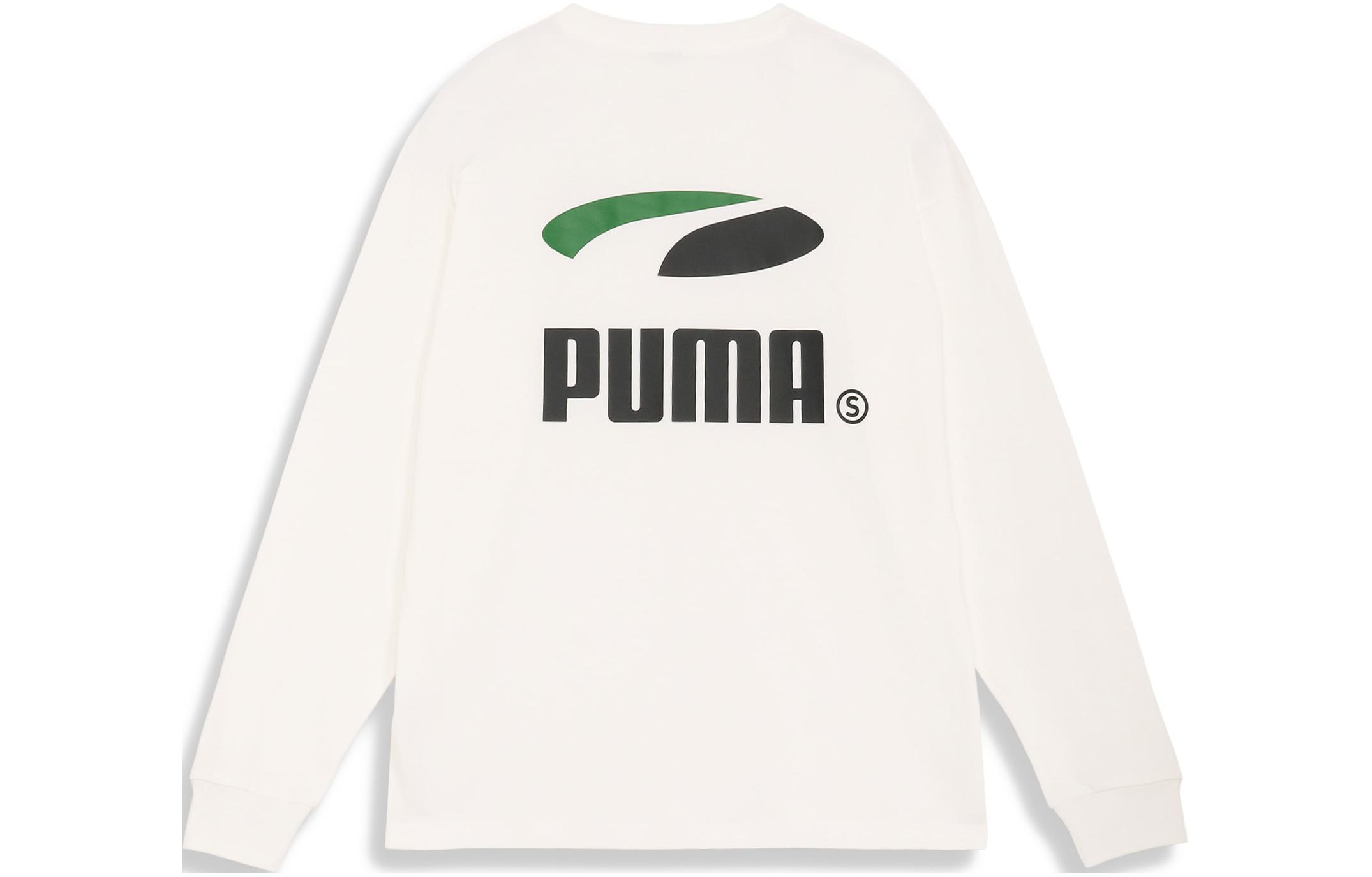 Puma Logo Print Crewneck Pullover Sweatshirt White 623032-02