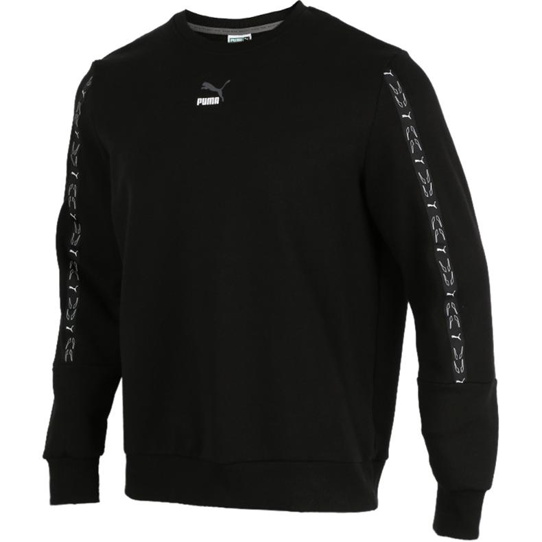 Puma Logo Print Crewneck Sweatshirt Black Casual Athleisure Style 531072-01
