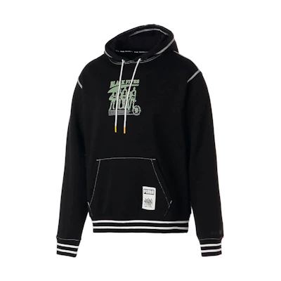 Puma Logo Print Drawstring Hoodie Black 537801-01
