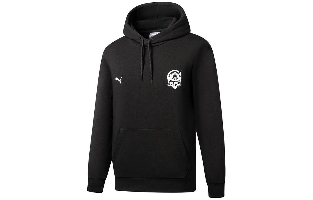 Puma Logo Print Drawstring Hoodie Black Pullover Sweatshirt 605766-01
