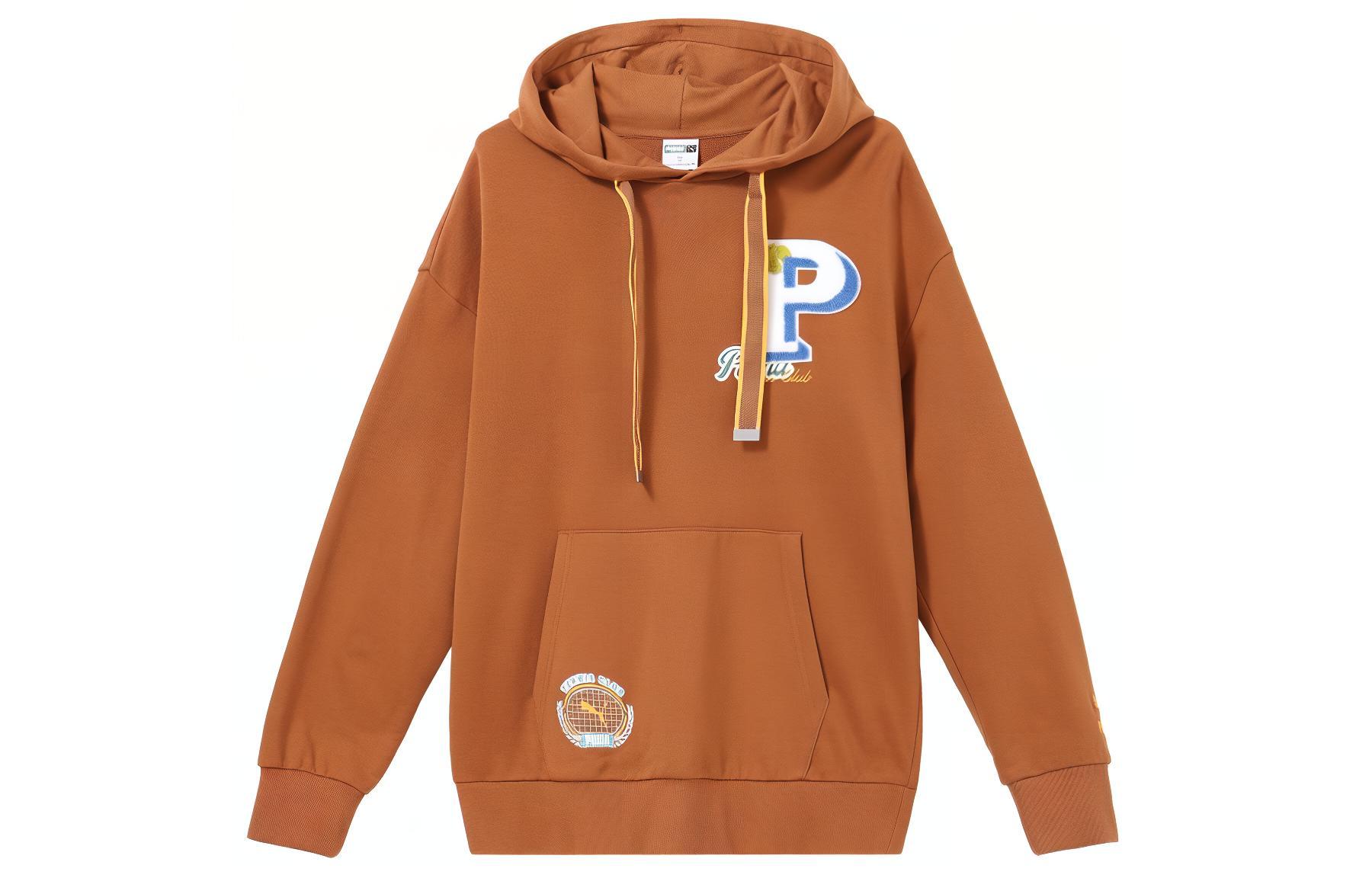 Puma Logo Print Drawstring Hoodie Unisex Khaki Long-Sleeve Casual Wear 625801-81