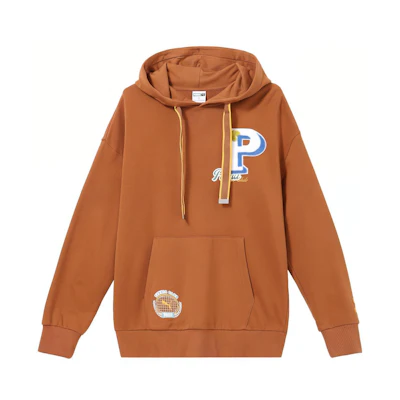 Puma Logo Print Drawstring Hoodie Unisex Khaki Long-Sleeve Casual Wear 625801-81