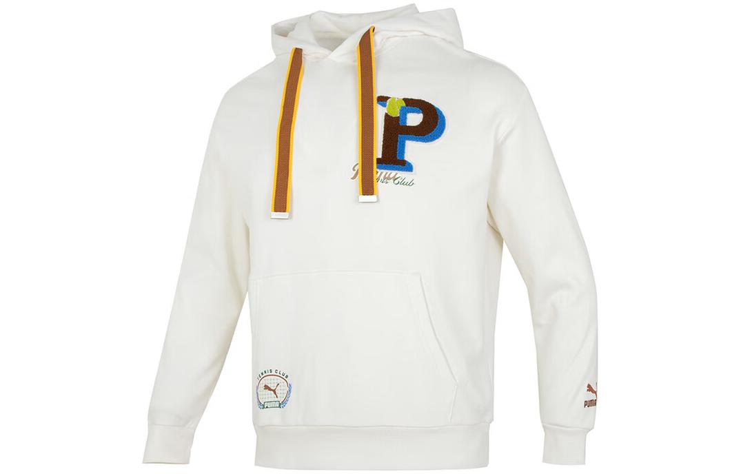 Puma Logo Print Drawstring Hoodie Unisex White Long Sleeve Casual 625801-65