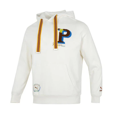 Puma Logo Print Drawstring Hoodie Unisex White Long Sleeve Casual 625801-65