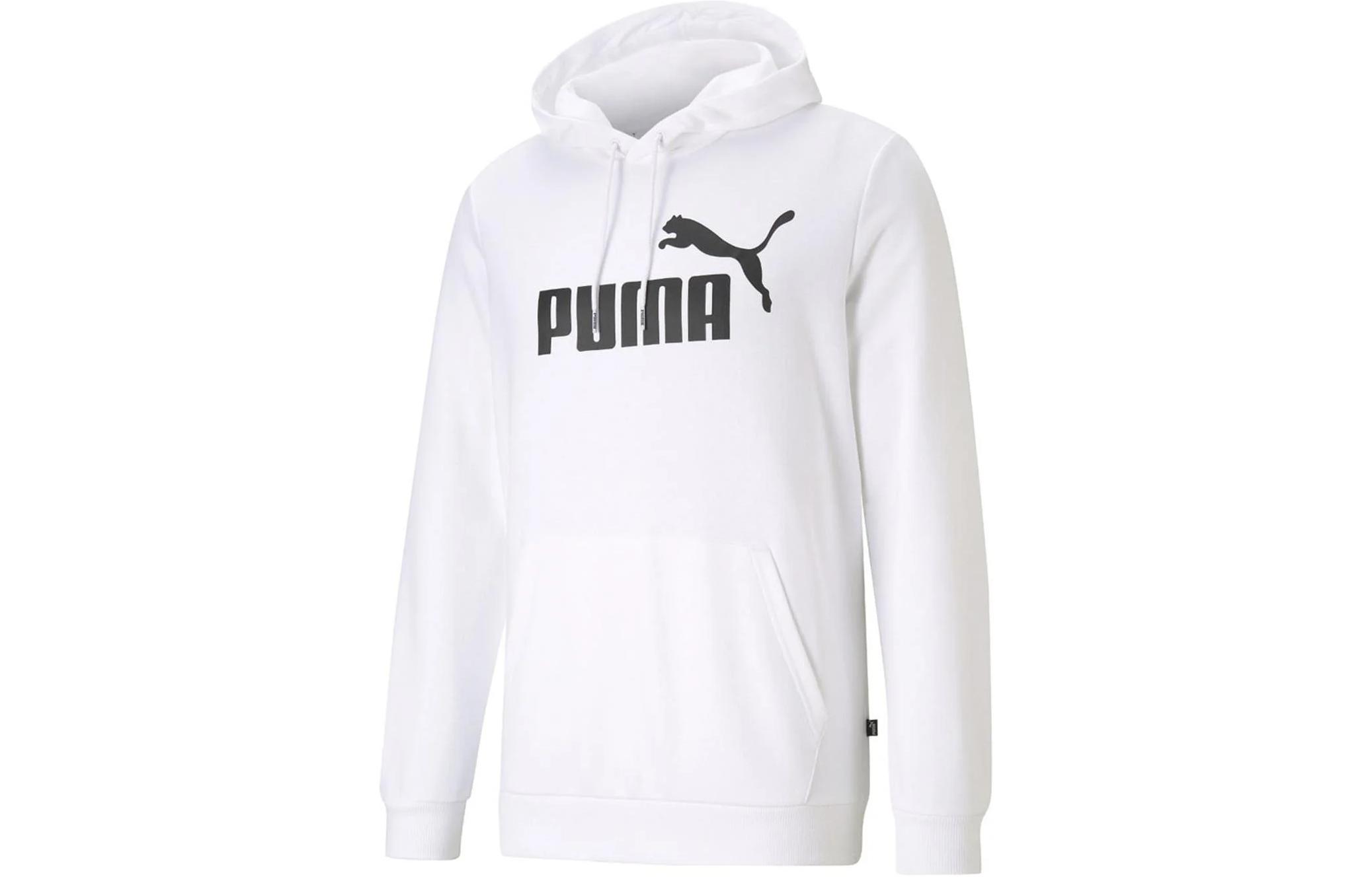 Puma Logo Print Fitted Hoodie in White 586688-02